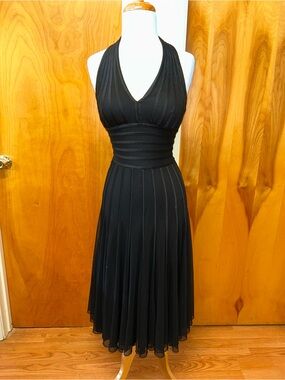 Cache black mesh and ribbon halter mini dress size 2